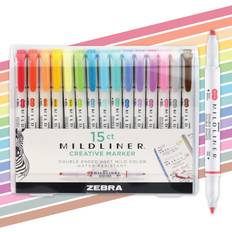 15pcs Double Ended Highlighters 17*14cm Dual Tip Mild Color Highlighter Fluorescent Marker Pen For Coloring Underlining Highlighting Broad And Fine Tips Back To School