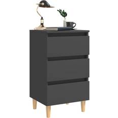 vidaXL Solid Wood Grey Bedside Table 35x40cm