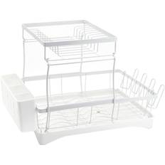 White Dish Drainers Living and Home White 2 Tier Kitchen 2500 x 34 x 30 cm Dish Drainer