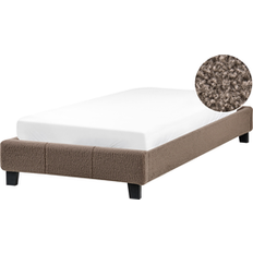 Beige Beds Beliani Minimalistic Modern Fabric Upholstery eu Single 3ft Taupe Boucle Frame Bed
