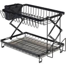 2 Tier Black Foldable Drying Rack 2120 x 40 x 28 cm