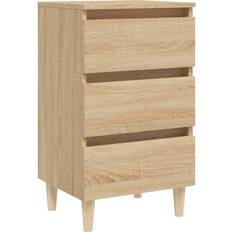 vidaXL Solid Wood Smoked Oak Nattbord 35x40cm