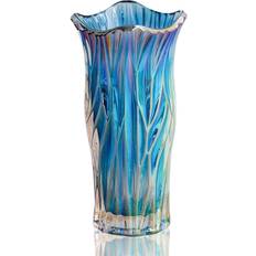 Glass Flower Tall Crystal Blue