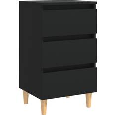 Black - Plastic/Wood Bedside Tables vidaXL Solid Wood Black Bedside Table 35x40cm