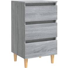 vidaXL Solid Wood Sonoma Grey Bedside Table 35x40cm