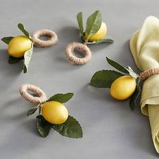 Yellow Napkin Rings Lemon Simulation Plant Rings 6pcs Napkin Ring