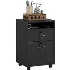 Black Storage Cabinets Homcom 60cm Filing with Drawers and Open Shelf Storage Cabinet