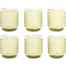 Green Drinking Glasses Home ESPRIT Set of 6 Green Crystal Relief Glasses 275 ml Drinking Glass 6pcs