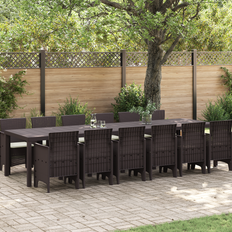 Garden & Outdoor Furniture vidaXL 13 Piece Garden Brown Poly Rattan Patio Dining Set