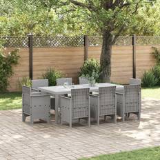 Garden & Outdoor Furniture vidaXL 9 Piece Garden Light Grey Patio Dining Set