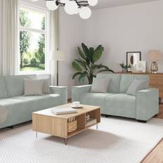 vidaXL 3+2+1 Med Dynor Ljusgrå Sammet Soffa 3st 3-sits
