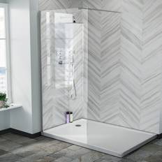 Shower Wall Nes Home Samoa 900mm Wet Room Panel 8mm Tempered Glass Chrome