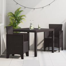 Garden & Outdoor Furniture vidaXL 3 Piece Garden Brown Poly Rattan Patio Dining Set