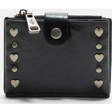 Card Holder With Zip And Studs - Black