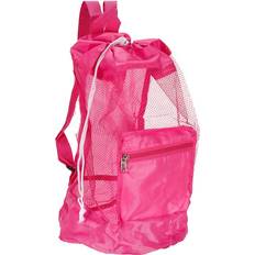 Nylon Beach Bags Uxcell Mesh Strandtasche Waschbar Großer Rucksack Seemuschel Organizer - Rosa