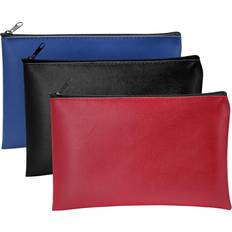 Münzbörsen Banktaschen Kunstleder Set 3 Stück A5 Geldmappe - Blau Rot Schwarz