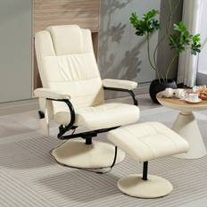 Massage Chairs on sale Homcom Massage Recliner Chair Cushioned Ottoman 10 Point Vibration Cream