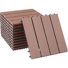 Outdoor Flooring tectake Outdoor Tiles Wood Effect Floor Click System 11 Piece Set