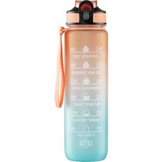 Motivational Water Bottle 1 L Orange Green