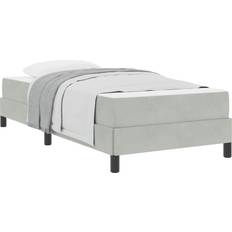 vidaXL Boxmadras Med Topmadras Lysegrå 100 x 200 cm Fløjl Kontinentalseng
