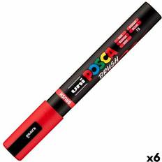 Posca Brush Pens Posca PC-5BR Red Brush Set of 6