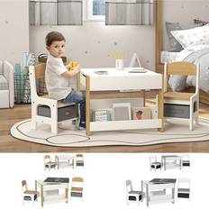Child Table Kid's Room Homcom 3-Piece Kids Table And Chair Set