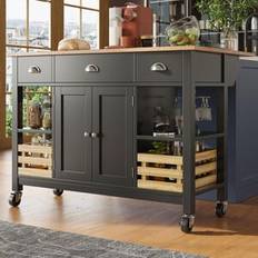 Caufield Wood Kitchen Island - Black