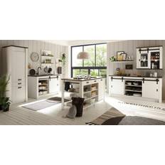 Kücheninseln Furn.Design Küche Einbauküche Kochinsel Stove Stove Set 7-teilig - Weiß/Grau