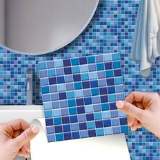Classic Blue Mini Mosaic Peel Stick Tiles Stickers 90 x 60 cm