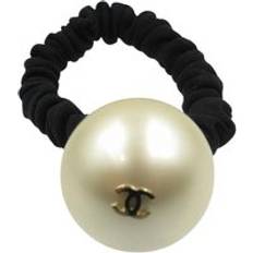 Pearl Hair Tie Black Fabric Scrunchie Women