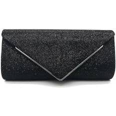 Shiny Sequin Envelope Clutch Evening Bag - Silver