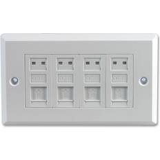 White Ethernet, Data & Phone Outlets Pro Signal 4-Port Cat5e RJ45 Socket Faceplate