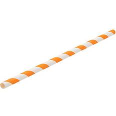 Paper Orange White Stripe Straw 8 Inch 20cm