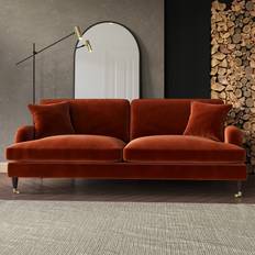 Burnt orange sofa Payton Burnt Orange Velvet Sofa 4 Seater