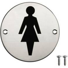 Silver Workplace Signs Stainless Steel Door Sign Female Toilet Symbol 75mm