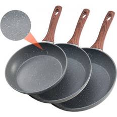 3 Piece Aluminum Skillet Frying Pan Set 9.5 11.12 in