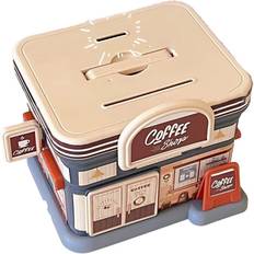 Portable Store-Shaped Money Box with Key Lock