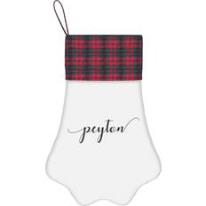 Black Stockings Famgem Peyton Buffalo Tartan Plaid Cursive Font 335 Stocking