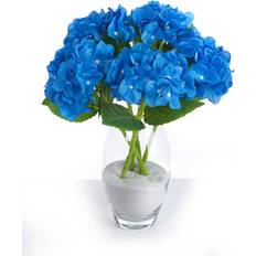 Best Artificial 5 Single 35cm Hydrangea Flower Stems Blue Artificial Plant