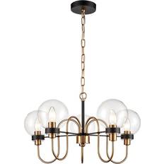Franklite Equinox 5 Light Fitting Black Gold Pendant Lamp
