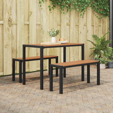 Brown - Metal Patio Dining Sets vidaXL 3 Piece Garden Steel WPC Brown Patio Dining Set