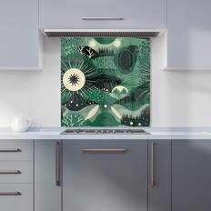 Splash Guards Warren Reed Green Abstract Moon Glass Kitchen Splashback 60 x 60 cm Splash Guard
