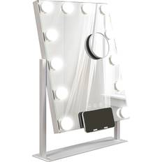 Sminkspegel hollywood Homcom Hollywood Sminkspegel 12 LED Belysning 37 x 46 cm Vitram Bordsspegel