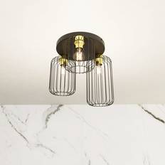 Barn 3PREM Svart Guld Taklampa Ø16 cm E27 Takplafond
