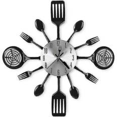 Kikidex 16 Inch Large Kitchen Clocks With Spoons Wall Clock