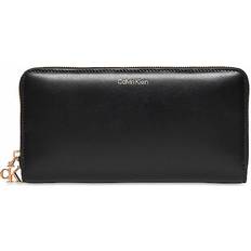 Leather Large Zip Wallet Around Black