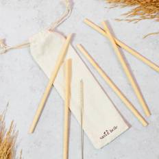 Straws on sale Sass & Belle Bamboo Straws With Cleaner And Jute Pouch Set of 6