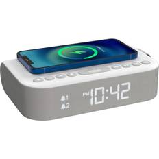 Bedside Dual Alarm Clock Qi Wireless Charging Port