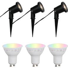 QAZQA Set Med 3 Smarta Trädgårdsspotlights Svart 230 cm IP65 Spotlight