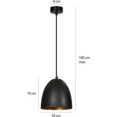Lenox Lamper Lenox 1 Sort Hvid Pendellampe E27 230V Pendel